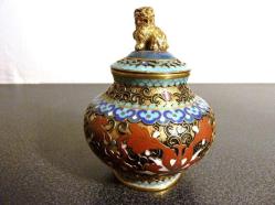 Cloisonne mine işlemeli şekerlik. Y:9 cm