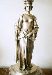 Bronz üzerine gümüş kaplama  çift ampir şamdan. 10 Mumluklu  Y:82 cm.