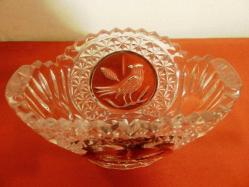 Bohem cam şekerlik, greve kesme işçilikli  Y:10cm.