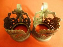 Telkari işçilikli Osmanlı dönemi çift  staka bardak zarfı. Y:8 cm.