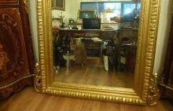 Altın varaklı ahşap el oyması orijinal  Frasız taş ayna. 19. Y.y. 180x108cm.