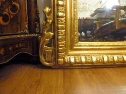 Altın varaklı ahşap el oyması orijinal  Frasız taş ayna. 19. Y.y. 180x108cm.