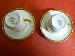 H&C Chodau imzalı fincan ve tabak ağzı altın vermeyli porselen çift kahve fincanı Y:5,5 cm.