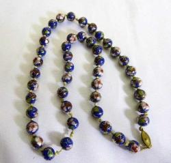 Cloisonne el yapımı  mineli kolye gerdanlık. Toplam Boyu: 60cm.