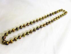 Cloisonne altın vermeyli mineli kolye gerdanlık. Toplam Boyu: 62cm.