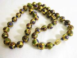 Cloisonne altın vermeyli mineli kolye gerdanlık. Toplam Boyu: 62cm.