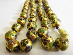 Cloisonne altın vermeyli mineli kolye gerdanlık. Toplam Boyu: 62cm.