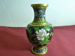 Bronz üzerine mine işlemeli Cloisonne vazo Y:16cm