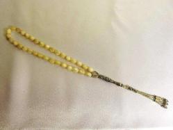 Gümüş imameli ve gümüş püsküllü, usta işi, 33'lük sedef tesbih. Püskül dahil. 30cm.