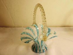 Murano camdan yapılmış el üflemesi, çift sepet . Y:20cm.