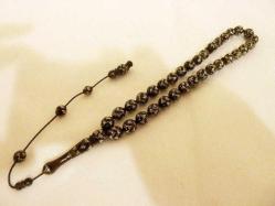 Bağa, gümüş kakmalı, usta işi, sistemli 33'lük tespih. İmame dahil 23cm.