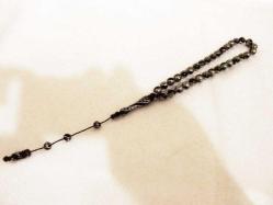Bağa, gümüş kakmalı, sistemli, Erzurum usta işi, gümüş kakmalı, 33'lük tesbih. İmame dahil 25cm.