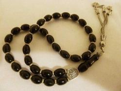 Erzurum oltu taşı,  gümüş püsküllü, usta işi,  33'lük tesbih. İmame dahil 23cm.