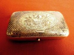 Van işi savatlı gümüş sigara  tabaka  kutusu. Damgalı. 128gr 10x5,5cm.