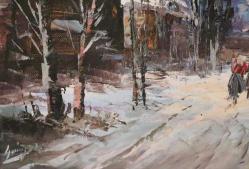 Tuval üzerine yağlıboya resim. Günaydın  imzalı. Çerçevesiz 40x50 cm.