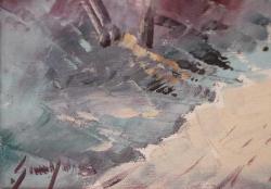 Tuval üzerine yağlıboya resim. Günaydın  imzalı. Çerçevesiz 40x50 cm.