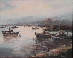 Tuval üzerine yağlıboya resim. Günaydın  imzalı. Çerçevesiz 40x50 cm.