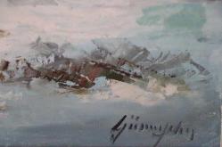 Tuval üzerine yağlıboya resim. Günaydın  imzalı. Çerçevesiz 40x50 cm.