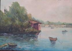 Tuval üzerine yağlıboya resim. Günaydın imzalı. Çerçevesiz 50x70 cm.