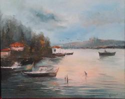 Tuval üzerine yağlıboya resim. Günaydın imzalı. Çerçevesiz 40x50 cm.