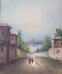 Tuval üzerine yağlıboya resim. Günaydın imzalı. Çerçevesiz 60x50 cm.