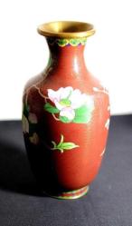 Bronz üzerine mine işlemeli el yapımı Cloisonne vazo Y:18cm.