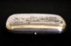 Rus gümüşü,  84 ayar savatlı sigara tabaka kutusu. Damgalı. 100 gr 10x6cm.