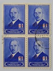 1943 İsmet İnönü 4½ krş sürşarjlı Damgalı Dbl İsmet İnönü-Ismet İnönü erörlü (Sağdaki Pullar)