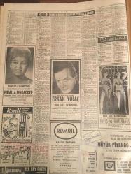 HÜRRİYET GAZETESİ  21 AĞUSTOS 1965 YIL :18 SAYI :6117--Ankara da kumandanlarla önemli bir toplantı yapıldı --Filiz Akın ,doğan çocuğuna Ahmet Tarık adını verdi ---Zirai vergi 200 milyon yerine ancak 40 milyon lira buldu --Kömür işçilerinin  ücretlerini arttırıldı --Türk -İş in aranması tepki doğurdu --Dorman MP den ve Bakanlıktan İstifa Ediyor --James Bond gibi çalışan Mali Polis mermer içinde eroin  kaçıran çeteyi yakaladı ---Almanya da ki Türk çocukları için yurda getiriliyor ---Fuar Göl Gazinosunda :Mualla Mukadder ---Erkan Yolaç :Fuar Göl Gazinosunda ---İzmir Fuarı Dün Açıldı --Galatasaray Yarın Eskişehir de oynuyor --İst -Spor -Feriköy --Tenis Şampiyonasında Yarı Final Bugün Başlıyor --Aşk Sahnelerinde Fransızları Geride Bıraktık --Türk sinemasında James Bond u İzzet Günay canlandırıyor : Şeker Hafiye ,filminin ilk çekim günü kaza atlattı --Valiler çare için toplanırken bir kamyon soyuldu ---Her geçen gün daha fazla çalışmalıyız --Türkiye Yüzme Grup 1. likleri Konya ya alındı --