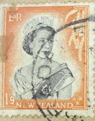 Yeni Zelanda Pulu- New Zealand Stamp -Mektup Zarfından Kesilmiş  / Postadan Geçmiş Pul Filateli - Damgalı -  KRALİÇE II. ELIZABETH TEMALI PUL, 1/9 PARA  - YABANCI PULLAR - NOSTALJİK DOĞUM GÜNÜ HEDİYESİ
