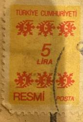 Türk Pulu - Turkish Stamp - Mektup Zarfından Kesilmiş  / Postadan Geçmiş Pul Filateli - Damgalı - RESMİ PUL, 5 LİRA - Türkiye Cumhuriyeti - NOSTALJİK DOĞUM GÜNÜ HEDİYESİ