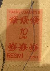 Türk Pulu - Turkish Stamp - Mektup Zarfından Kesilmiş  / Postadan Geçmiş Pul Filateli - Damgalı - RESMİ PUL, 10 LİRA - Türkiye Cumhuriyeti - NOSTALJİK DOĞUM GÜNÜ HEDİYESİ
