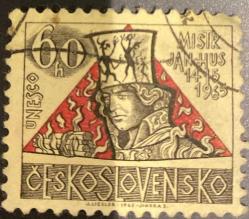Çekoslovakya Pulu - Ceskoslovensko Stamp - Mektup Zarfından Kesilmiş  / Postadan Geçmiş  Pul Filateli - Damgalı - MISTR JAN HUS 1415 , 60 PARA - YABANCI PULLAR -NOSTALJİK DOĞUM GÜNÜ HEDİYESİ