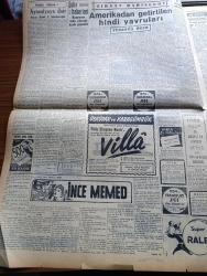 Cumhuriyet Gazetesi - 14 Mayıs 1954 - Meclisin Açılma Arifesinde Ankara'dan Notlar Doğan Nadi Bildiriyor - Büyük Millet Meclisi Bugün 15 te Toplanıyor - Cumhuriyet'in Atlantiğe Atılışından 23 Ay Sonra Bulunan İkinci Mesajı - Çocuk Kral Ve Kraliçe'nin Belli Olmasına Yalnız 4 Gün Kaldı - Denizcilik Bankası Ankara Büro Müdürü Raşid Karaca Tevkif Edildi - İnce Memed Yazan Yaşar Kemal Yazı Dizisi - Amerika'dan Getirilen Hindi Yavruları Yazan Süreyya Özek - Burhan Felek Köşe Yazısı - İran'ın Rusya'ya Notası - Ali Baba Ve 40 Haramiler Filme Alınıyor - Büyük Adli Hatalar Çeviren Mazhar Kunt Yazı Dizisi - Futbol Milli Takım Seçme Azası Niyazi Sel İstifasını Verdi - Harika İngiliz Atleti Bannister Kendi Rekorunu Kendim Kıracağım Dedi - Cumhuriyet Radyo Programları Eki - Meşhur Şarkıcı Rita Paul - Beyaz Sarayın Radyo Ve Televizyon Müşaviri Robert Montgomery - Kraliçe Elizabeth 173 günlük Seyahatini Bugün Tamamlıyor - Sarayların Aşk İlahesi Desiree Yazan Anne Marie Selinko Yazı Dizisi - Gripin