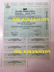Türkiye Finans Tarihi - NET Holding Anonim Şirketi, 2 Hisse, 100.000 Türk Lirası - 07.06.1989 Sermaye Tescil Tarihli - 1. Tertip Hisse Senedi - 30 x 21 cm Ebadında - Orijinal Belge