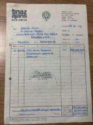 DİZİ ÇEVRE TASARIMI DEKORASYON YAPIMI VE AKSESUAR FATURASI - 15 AĞUSTOS 1993 - TINAZ AJANS REKLAM HİZMETLERİ - NEHİR TINAZ - BEYOĞLU, İSTANBUL, ANTETLİ - KEMAL FİLM, MEHMET KEMAL SEDEN - BEYOĞLU, İSTANBUL - ISLAK İMZALI, KAŞELİ - 21 x 29 cm EBATLI ORİJİNAL FATURA,TÜRK SİNEMA - FİLM TARİHİ