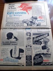 Cumhuriyet Gazetesi - 5 Mayıs 1954 - İki Tebliğ Yazan Nadir Nadi Köşe Yazısı - CHP Dün Teşkilatına Bir Tamim Yayınladı - Belgrad Avrupa Müdafaa Camiasına Katılmak İstiyor - Seçimin Heyecanlı Havası Zail Oluyor - Amerikan İntibaları 7 İstanbul Boğazına Köprü Mü Tünel Mi Yapacaksınız Yazan Ömer Sami Coşar Yazı Dizisi - Cumhurbaşkanı Celal Bayar'a Hakaret Eden Mehmed Özdemir Evliyazadenin Duruşması - Topkapı Sarayında Lale Bahçesi İhya Edildi - İnce Memed Yazan Yaşar Kemal Yazı Dizisi - Amerika ile İsrail Arasında Gerginlik - Frengiye Karşı Aşı Aranıyor - Burhan Felek Köşe Yazısı - Galatasaray Kampa Çekildi - Dünya Kupasına İştirak Futbolcuları - Büyük Adli Hatalar Çeviren Mazhar Kunt Yazı Dizisi - Paris Enternasyonal Tenis Turnuvası - Prenses Margaret Hakkında Çıkarılan Altı Dedikodu - Sarayların Aşk İlahesi Desiree Yazan Anne Marie Selinko Yazı Dizisi - Gripin - Doğubank - Hakiki Frigidaire Buzdolabı - Mobilgas - Odeon Mağazaları - Krem Pertev - Kıbrıs Karması İsrail'e Gitti