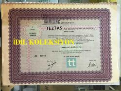 TEZTAŞ Tüm Eczacılık Ticaret ve Sanayi Anonim Şirketi 1 Kurucu Hisse (1 Adet Kurucu Senedi) - Merkezi: İstanbul - 1968 - 1970 - 12.500.000 Türk Lirası Sermayeli - 29 x 20 cm Ebadında - Orijinal Belge - Türkiye Ticaret Tarihi