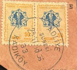 Mektup Zarfından Kesilmiş / Postadan Geçmiş İkili Pul Filateli - Kadıköy Adliye Şubesi 25 Kasım 1968 Damgalı - GÜVERCİN TEMALI 1967, 50 KURUŞ - Türkiye Cumhuriyeti, NOSTALJİK DOĞUM GÜNÜ HEDİYESİ