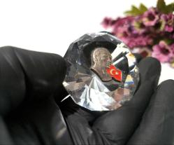 Atatürk Cam Kağıt Ağırlığı - Cam biblo - Türk Bayrak atatürk Biblo