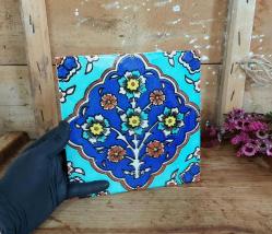 Eski Çimi - Duvar Panosu Eski Nihale - Karanfil Çiçek Resimli Dekor - Eski Seramik Dekoratif Obje