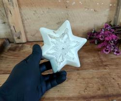 Antika Kütahya Seramik Tabak - Yıldız Desenli Eski Çini Tabak - Eski Seramik Dekoratif Obje