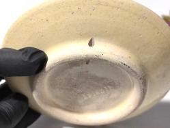 Antika Kütahya Çini Seramik Tabak - Serçe Kuş Desenli Eski Çini Tabak - Eski Seramik Dekoratif Obje