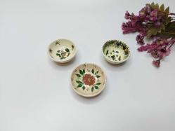 Antika Kütahya Seramik Tabak kase - Karanfillik - Sakızlık Çiçek Desenli çini Tabak - Eski Seramik Dekoratif Obje