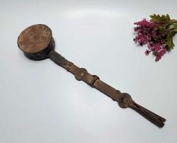 Antika Kahve Kavurma Tavası - Katlanır Saplı Osmanlı Antika Tava - İşlemeli