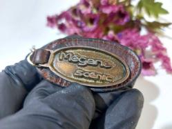 Antika Renault Megane Anahtarlık - Deri & Metal Eski Model Logo