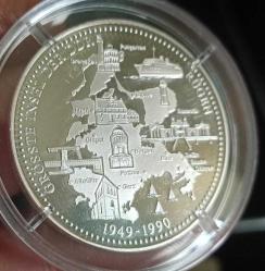 Demokratik Almanya 1990 yılı 40 yıl anısına DDR,nin en büyük adası Rügen hatıra Gümüş kaplama madalyon 17.50g 35mm