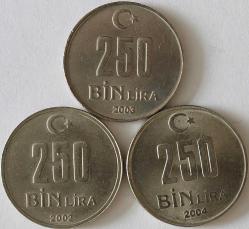 Türkiye Cumhuriyeti 2001-2002-2003 Yılı 250 Bin Lira 7773