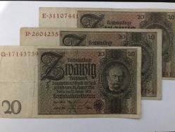 Doğu Almanya-20 Reichmark-1929-ÇT- 3 Adet