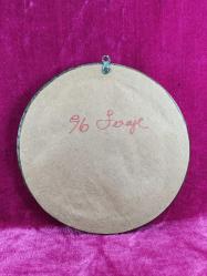 VINTAGE YUVARLAK AHŞAP ÇERÇEVELİ EL İŞİ KANAVİÇE ÇİÇEKLER TABLO